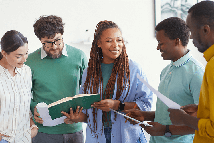 Global Skills-Based Volunteer happily collaborating on work