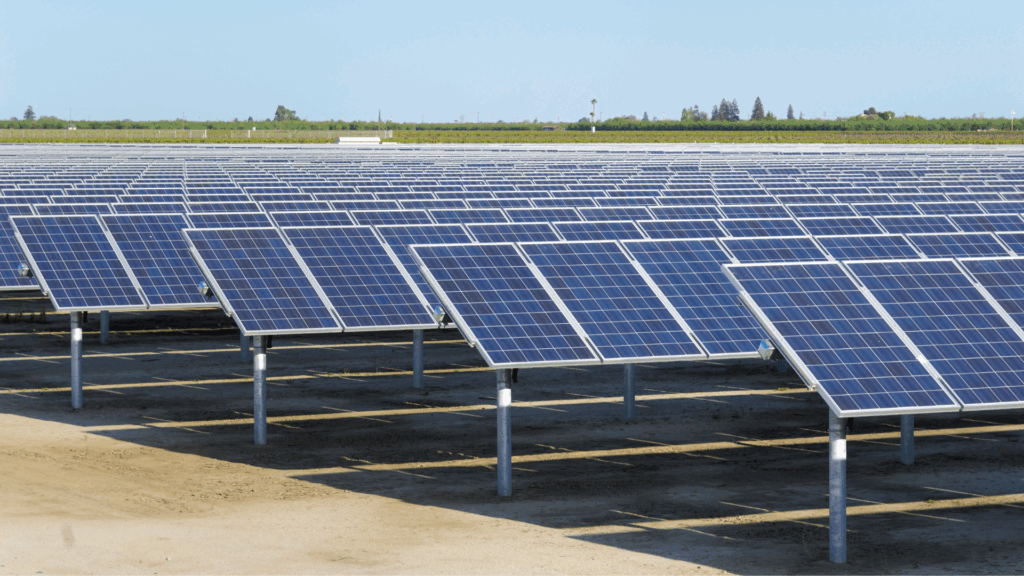 A solar array on a field.